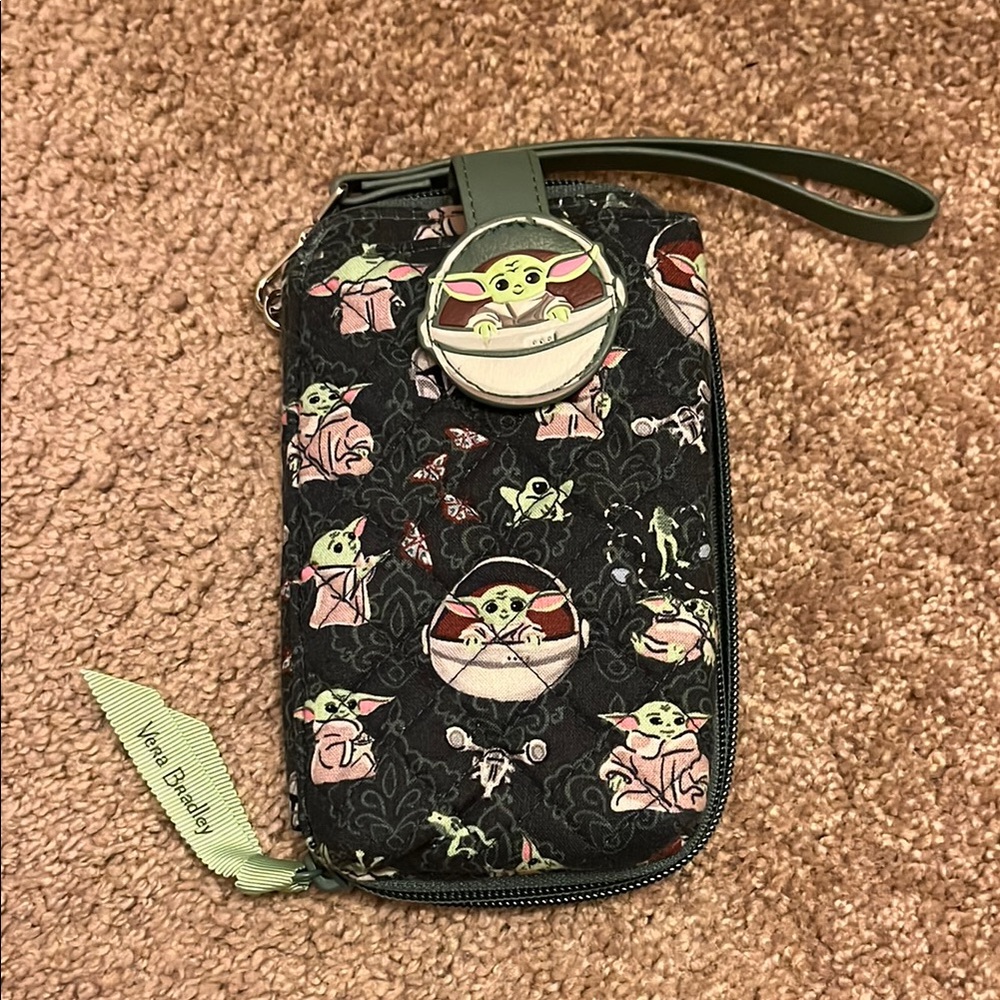 Vera Bradley Star Wars Black and Green Smart Phone Wristlet with Baby Yoda